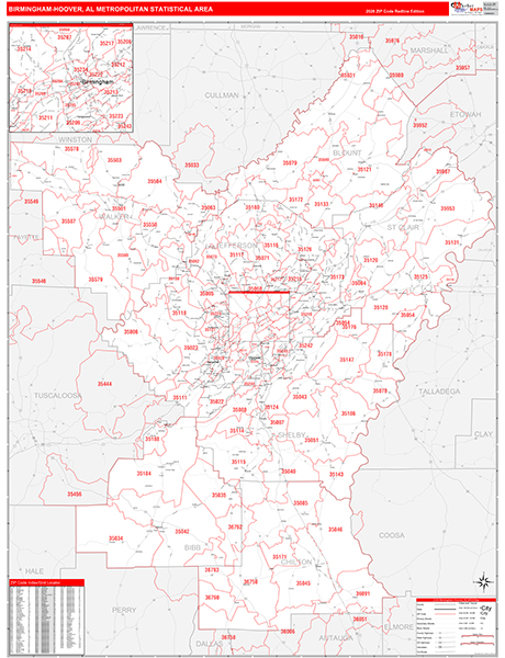 Birmingham-Hoover Metro Area Wall Map
